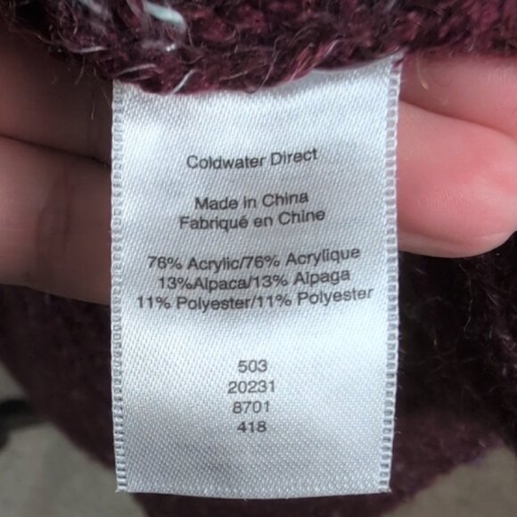 Coldwater Creek Burgundy Knit Cardigan X-Long Crochet Style XL - Picture 5 of 9